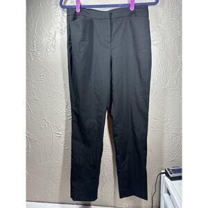 NWT Halogen Straight Leg Trouser Black Flat Front Cropped Womens Size 2